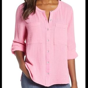 Caslon Plus Size Pink Button Up Shirt. Size 3X